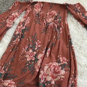 billabong smocked off the shoulder dress